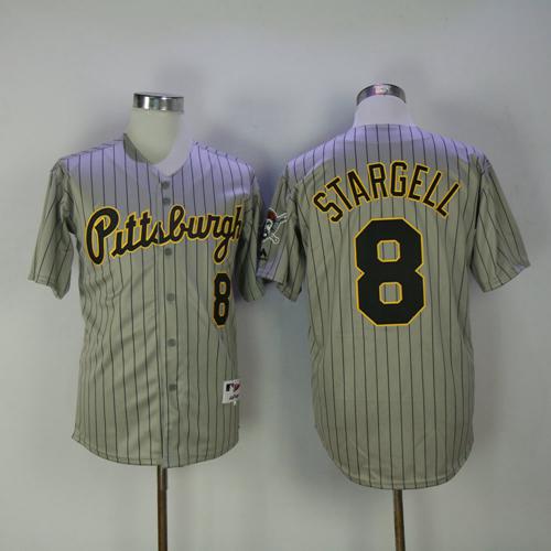 Pirates #8 Willie Stargell Grey Strip 1997 Turn Back The Clock Stitched MLB Jersey - Click Image to Close